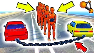 МАШИНЫ СКОВАННЫЕ ЦЕПЬЮ ПРОТИВ МАНЕКЕНА - BEAMNG DRIVE | Chained Cars against Dummy