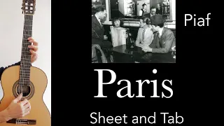 Paris (Piaf), Arrangement for Guitar, Tutorial, Sheet and Tab