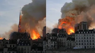 Spectators gasp as Notre Dame's iconic spire collapses