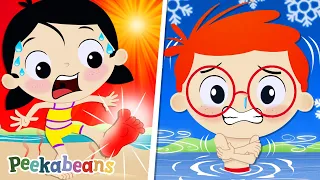 Hot and Cold Song 🔥❄️🥵🥶 | Learning Opposites @PeekabeansKidsSongs  & Nursery Rhymes
