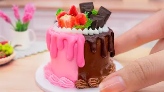 Easy Making Sweet Miniature Chocolate and Strawberry Cake 🍫🍓 Mini Yummy Cake Decorating Idea