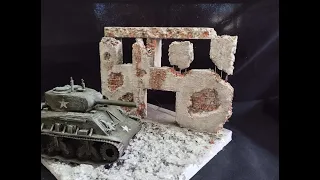 Scale model ruined concrete building 1/35. How to make.