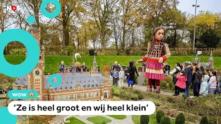 Reuzenpop Amal bezoekt mini-stad in Nederland