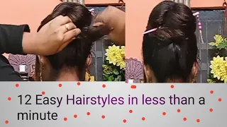 12 Easy hairstyles in less than a minute | HAIRSTYLES WITH STICK | Paromita'smakeupstudioandacademy