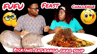 Fufu Feast: Pick and Eat Food Challenge | Banga Okro Soup with Amala Mukbang