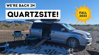 We're Back in QUARTZSITE to Begin Fall 2023! | Free Boondocking in a Minivan Camper
