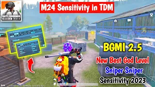 😍 M24 Sensitivity in tdm ✅ | Bgmi 2.5 Best New God Level Sniper Sensitivity 2023 🔥