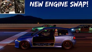 Gran Turismo 7 - EG Civic gets a B18 Engine Swap! Drag/Roll Racing on Route X!