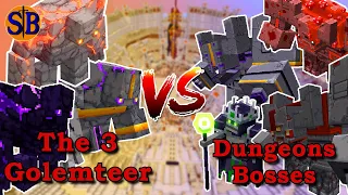 The 3 golemteer vs Dungeons Bosses | Minecraft mob battle