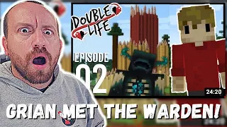 GRIAN MET THE WARDEN! Grian Double Life: Episode 2 - BUILDING UP! (REACTION!)