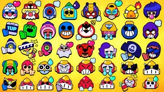 Brawl Stars All Brawler + Skins Pins | Every Brawler Skins Emotes