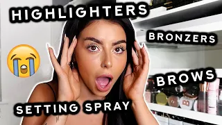 HUGE MAKEUP DECLUTTER! (Setting spray, bronzer, highlighter and brows!)