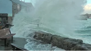 A DRENCHING SLICE OF St IVES FROM STORM IMOGEN