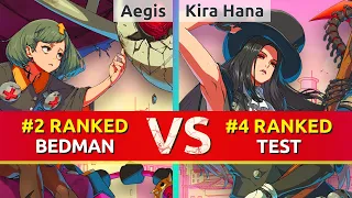 GGST ▰ Aegis (#2 Ranked Bedman) vs Kira Hana (#4 Ranked Testament). High Level Gameplay