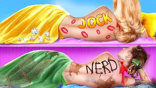 Rich vs Broke Tattoo Salon! Tatuador Jock vs Nerd