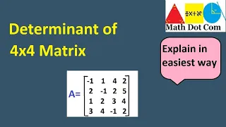 How to Find the Determinant of a 4x4 Matrix | Matrices | Math Dot Com