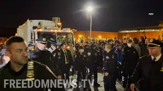 Protesters Block Sanitation Truck From Leaving - MULTIPLE ARRESTS