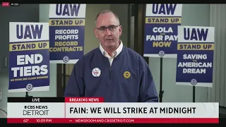 UAW President Shawn Fain calls on three locations to strike at midnight
