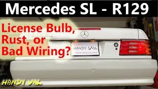 Mercedes R129 - License Plate Bulb Change, Inspect for Bad Wiring and Rust on SL Benz