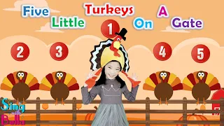 Five Little Turkeys On A Gate with Lyrics | Kids Thanksgiving Song | Turkey Song | Sing with Bella