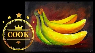 Simple Blending  Beginner Techniques in Acrylic Paint for  a Realistic Still Life of Bananas