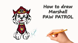 Paw patrol, Marshal, How to draw| Simple Drawing | Щенячий патруль, Маршал, Как нарисовать красиво