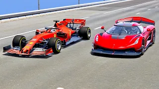 Koenigsegg Jesko vs Ferrari F1 2019 Jet Engine - Drag Race 20 KM