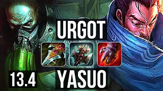 URGOT vs YASUO (TOP) | 9/0/5, Legendary, 1.1M mastery, 500+ games | KR Diamond | 13.4