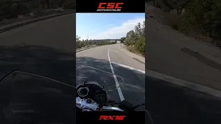 How does the RX1E electric motorcycle ride on the freeway?