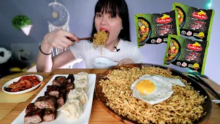 LUCKY ME PANCIT CANTON with WAGYU CUBES and SIOMAI MUKBANG | chili mansi flavor
