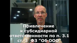 Иж Адвокат Пастухов. Привлечение к субсидиарной ответственности по п. 3.1 ст. 3  ФЗ "Об ООО".