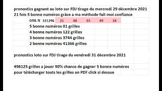 pronostics tirage loto du 31 décembre 2021- FDJ super loto fin d'année