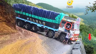 Lorry Videos : Dare To Escape From The Risky Ghat Down Turns | Ghat Truck Videos | Trucks In Mud