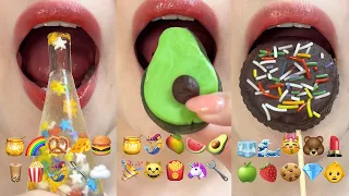 asmr 30 MINUTES EMOJI FOOD CHALLENGE COLLABORATION FOR RELAXING SATISFYING 이모지 먹방 eating sounds