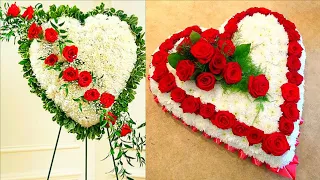 Stem Solid Heart Shape Silk Artificial And Natural Funeral Flowers Wreath Ideas