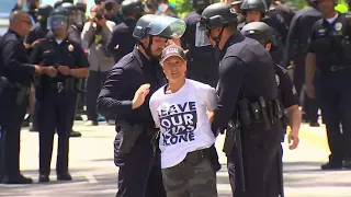 Parents of LAUSD students hold dueling protests, three people arrested