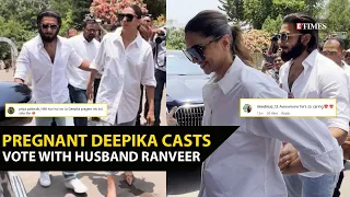 Ranveer Singh shields pregnant wife Deepika Padukone at polling booth in Mumbai; internet reacts