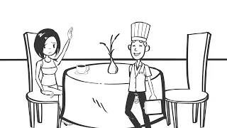 Дудл видео с рисующей рукой или рисованное видео для ресторана кафе с музыкой