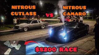 NITROUS LS F-BODY CHEVY CAMARO VS NITROUS SBC G-BODY CUTLASS | $8200 GRUDGE RACE | C.F.RACING | 4K