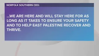 Norfolk Southern CEO writes message to East Palestine amid ongoing train derailment concerns