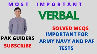 Most Important Solved Verbal mcqs For ARMY, NAVY and PAF initial tests