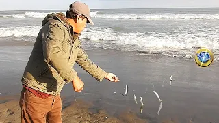 Man fishes using 10 Ingrown Hooks with fillets of the same fish