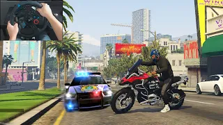 GTA V : FUGA NA POLICIA DE BMW R1200 GS | Logitech g29 gameplay