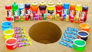 Mini Mentos VS Big Coca Cola, Pepsi, Fanta, Chupa Chups and Popular Sodas in Underground Hole