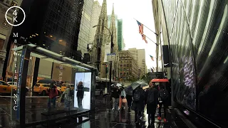 NYC Rainy Day Walk - 5th Avenue Manhattan - Relaxing Rain Sounds, New York 4K ASMR