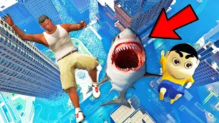 SHINCHAN AND FRANKLIN TRIED THE IMPOSSIBLE MEGALODON SHARK CHALLENGE GTA 5
