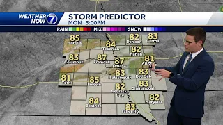 Warm, muggy Monday, storms back Tuesday