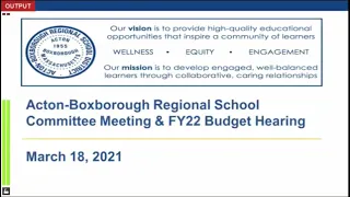 Acton Boxborough Regional School Committee Meeting 3/18/2021