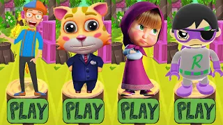 Tag with Ryan vs Masha Princess Run vs Cat Runner vs Blippi Adventure World Run - Gameplay