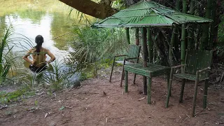 Bushcraft Cabin From Bamboo, Solo Bushcraft - Survival Alone in the Rainforest Ep.2